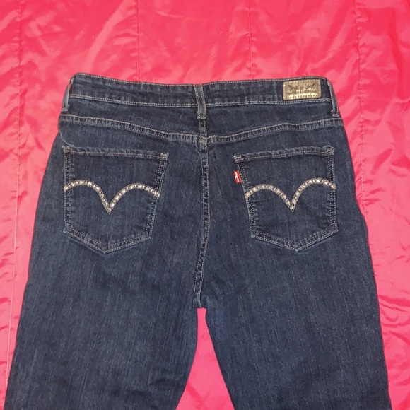 Levi’s silver tab mid rise skinny silver stitch on pockets dark indigo blue 16 S - Picture 7 of 8